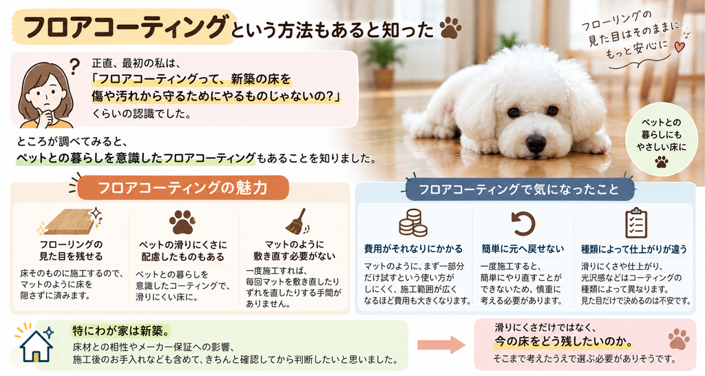 フロアコーティングについてのペットのフローリング対策の説明